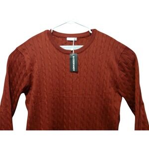 Coofandy‎ Cable Knit Sweater Mens XL Burgundy Red Pullover Lightweight NWT